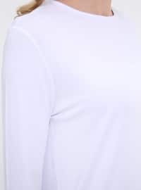 85 cm Viskon Kumaşlı Basic Tunik - Beyaz
