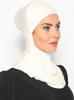 Hijab Undercap With Neck Collar Ecru