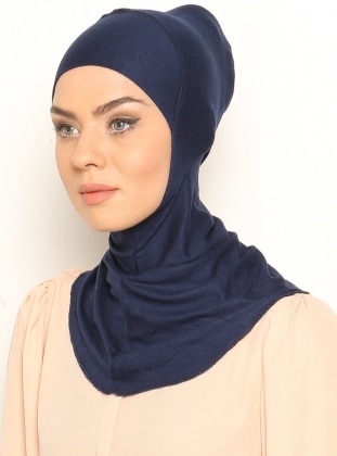 Hijab Undercap Navy Blue With Neck Collar