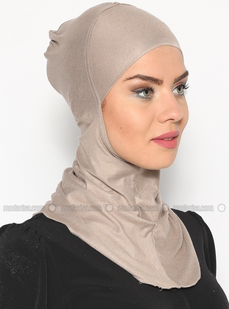 Hijab Undercap With Neck Collar Light Mink