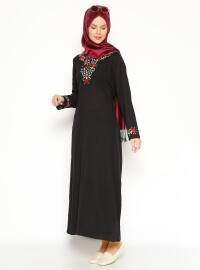 Şile Nakışlı Elbise Kumaşı - Siyah - Çıkrıkçı