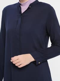 Navy Blue - Button Collar - Tunic