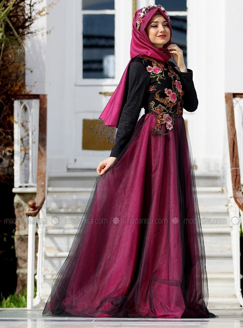 Bahar Evening Dress - Fuchsia - Gamze Polat