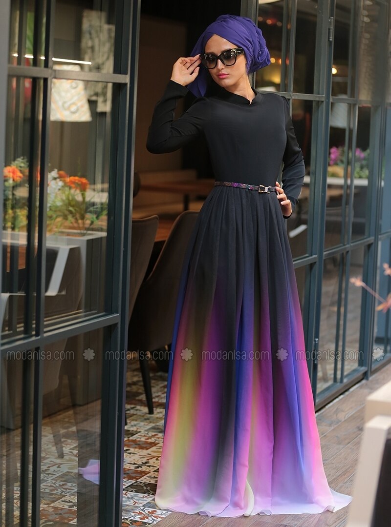 Rainbow black dress