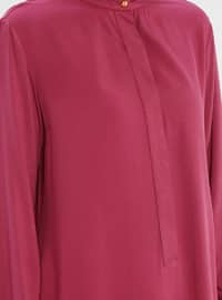 Button Detailed Viscose Tunic Rose