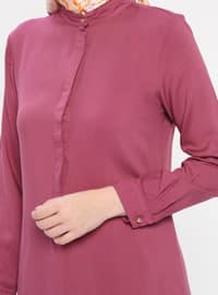 Pink - Button Collar - Viscose - Tunic