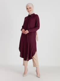 Viscose Tunic Purple With Hidden Buttons