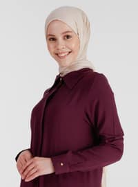 Viscose Tunic Purple With Hidden Buttons