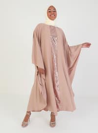 Camel - Crew neck - Unlined - Dress