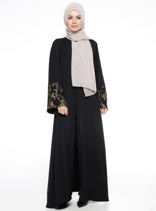 abaya black and gold