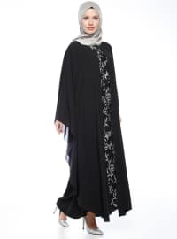 Garnished Abaya Black