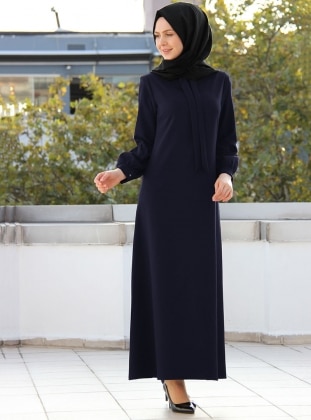 Navy Blue - Crew neck - Unlined - Dresses - Night Blue Collection