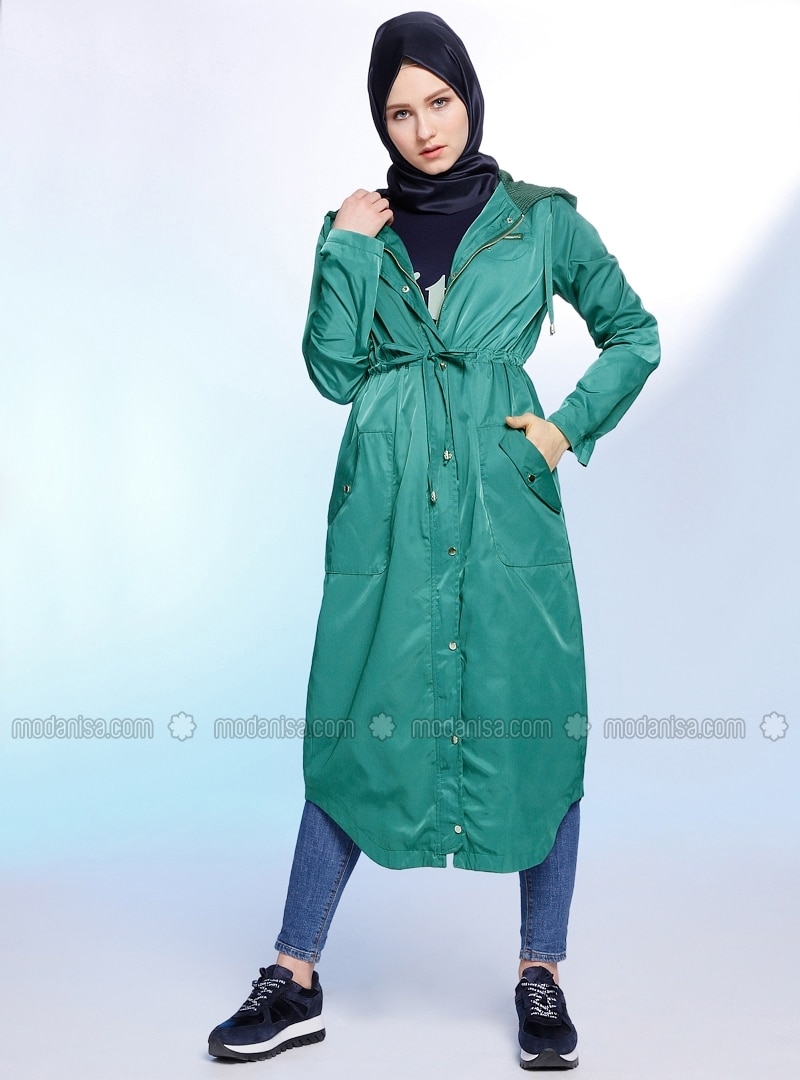 Green - Fully Lined - Trench Coat