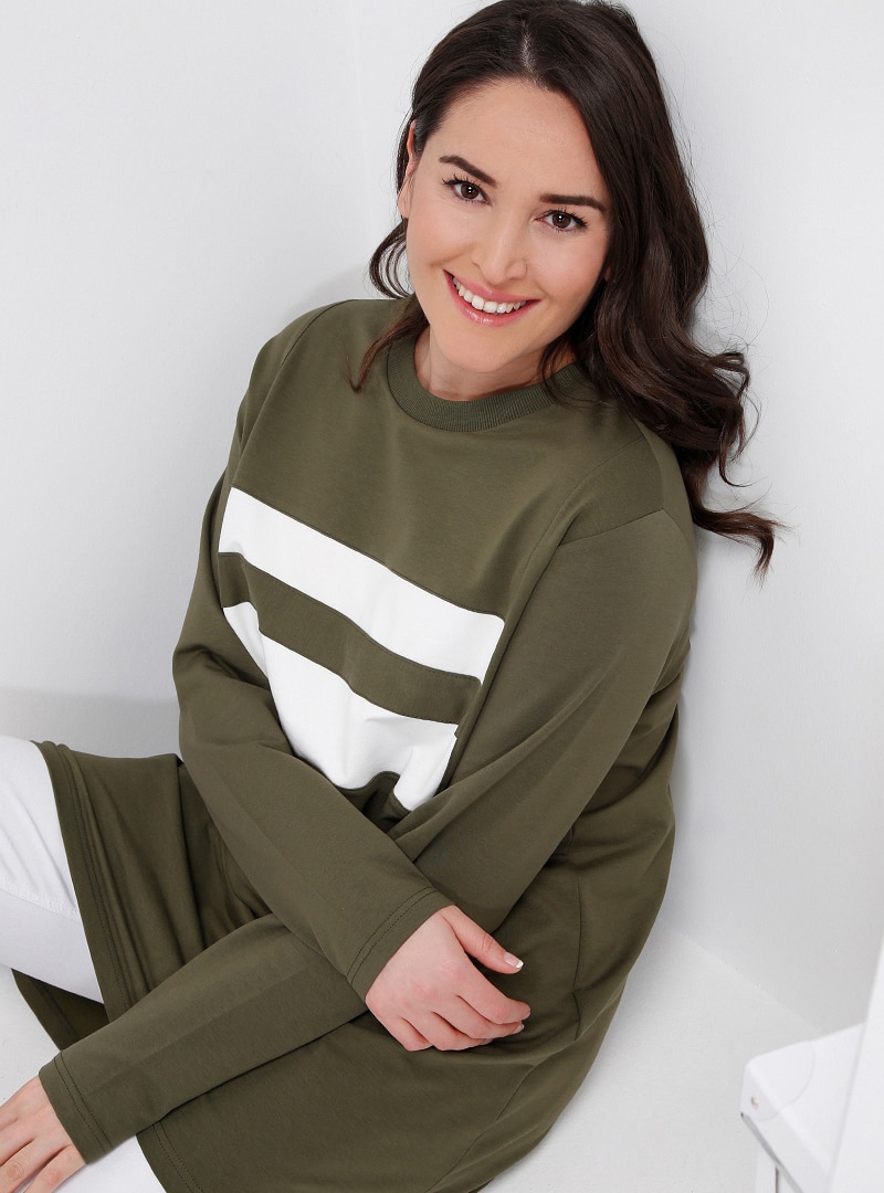 

Khaki - Crew neck - Plus Size Tunic - Alia