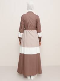 Brown - Crew neck - Fully Lined - Dresses