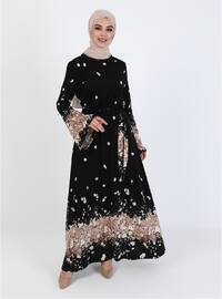 Floral Print Dress - Black