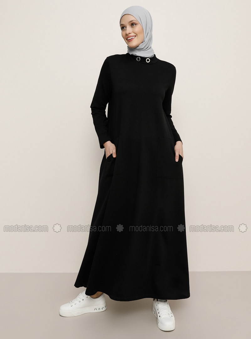 Black - Polo neck - Unlined - Dresses