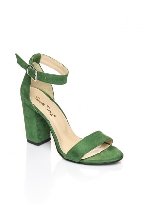 Topuklu Ayakkabı - Yeşil Süet - Shoes Time