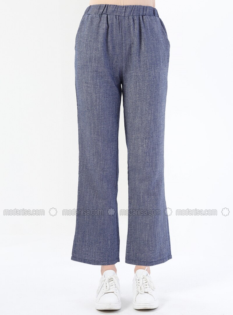 blue linen pants