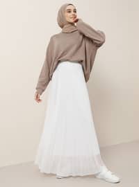 White - Ecru - Fully Lined - Skirt