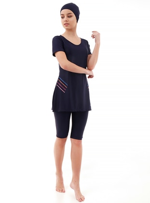 Navy Blue - Half Covered Switsuits - Emayo