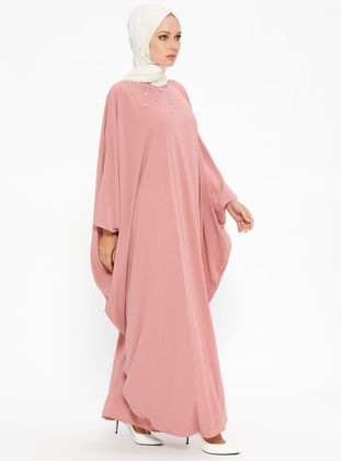 Pearl Detailed Abaya Rose Color