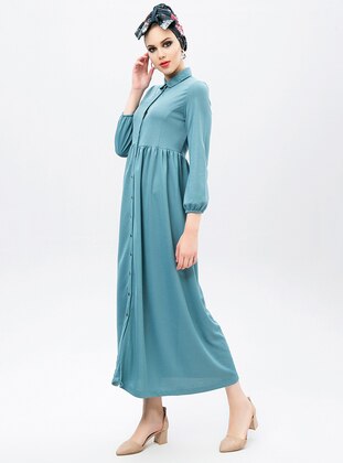 Boydan Düğmeli Elbise - Mint Yeşil - NEW LAVIVA
