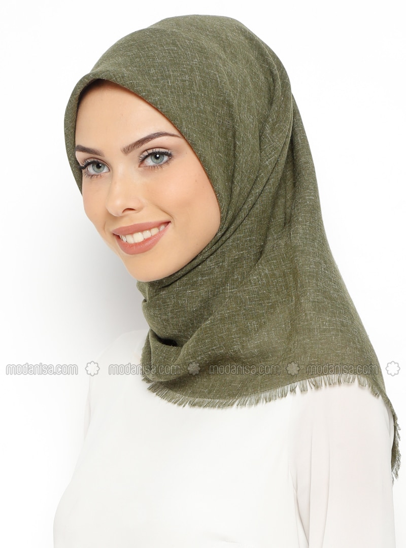 Green - Plain - Linen - Scarf