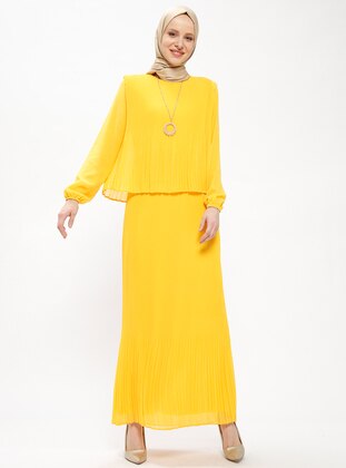 Piliseli Elbise - Sarı- BÜRÜN