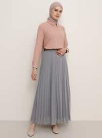 Gray - Fully Lined - Skirt