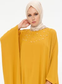 Mustard - Unlined - Crew neck - Abaya