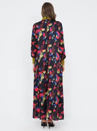 Black - Fuchsia - Multi - Unlined - Polo neck - Plus Size Dress