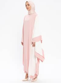 Beige - Powder - Unlined - Crew neck - Abaya