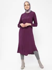 Viscose Tunic With Button Detail Purple