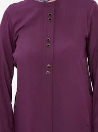 Viscose Tunic With Button Detail Purple