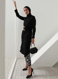 Viscose Tunic With Button Detail Black