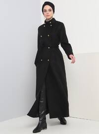 Black - Fully Lined - Button Collar - Coat