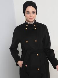 Black - Fully Lined - Button Collar - Coat