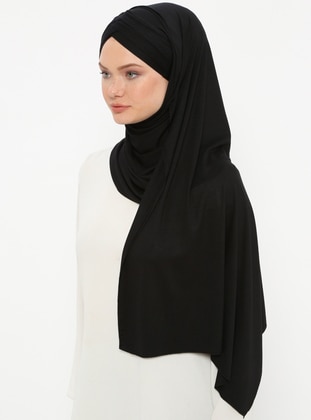 أسود - من لون واحد - شالات عملية - حجابات جاهزة - Ecardin