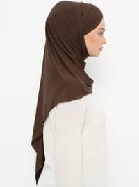 Brown - Plain - Pinless - Instant Scarf