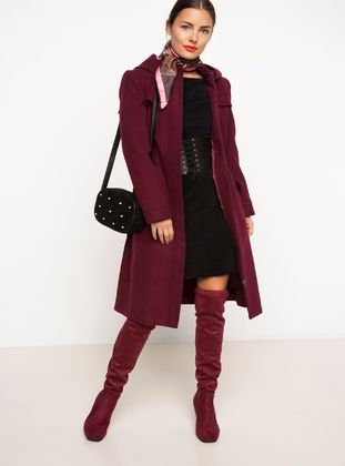 Maroon - Coat - DeFacto