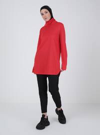 Red - Polo neck - Tracksuit Top
