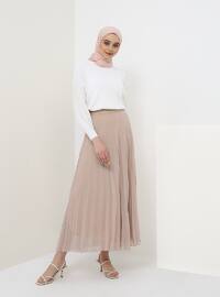Beige - Fully Lined - Skirt