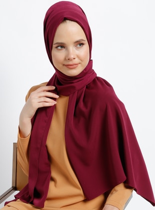 Maroon - Plain - Shawl - Tuva Şal