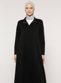 Black - Unlined - Button Collar - Cotton - Topcoat - Everyday Basic