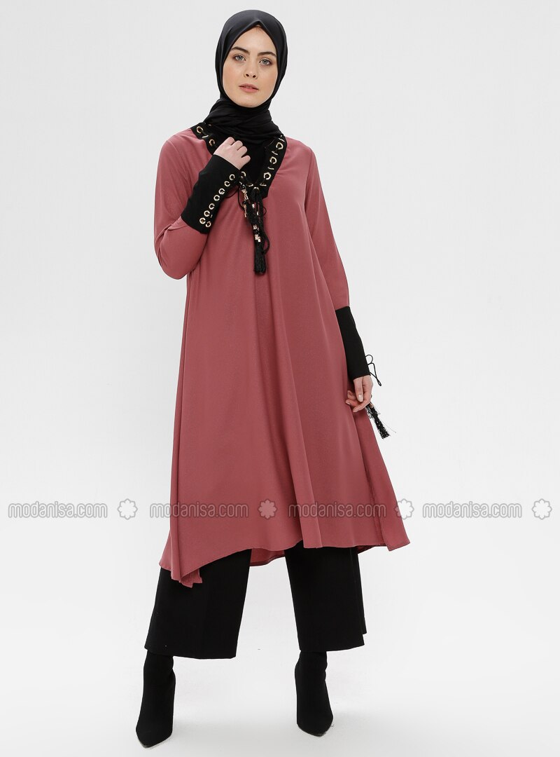 Dusty Rose V Neck Collar Tunic