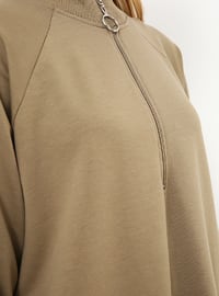 Khaki - Unlined - Polo neck - Topcoat