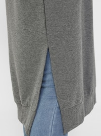 Zipper Detailed Sweatshirt - Anthracite