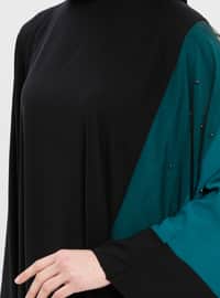 Pearl Detailed Abaya Black Emerald