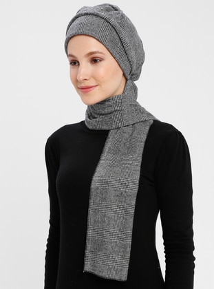 Gray - Printed - Instant Scarf